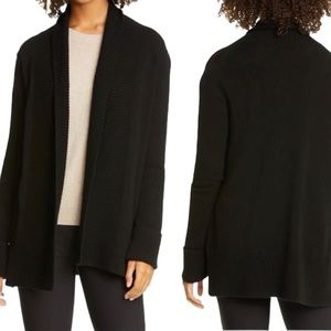 Vince Medium Black Cashmere Wool Blend Long Sleeve Open Front Draped Cardigan P